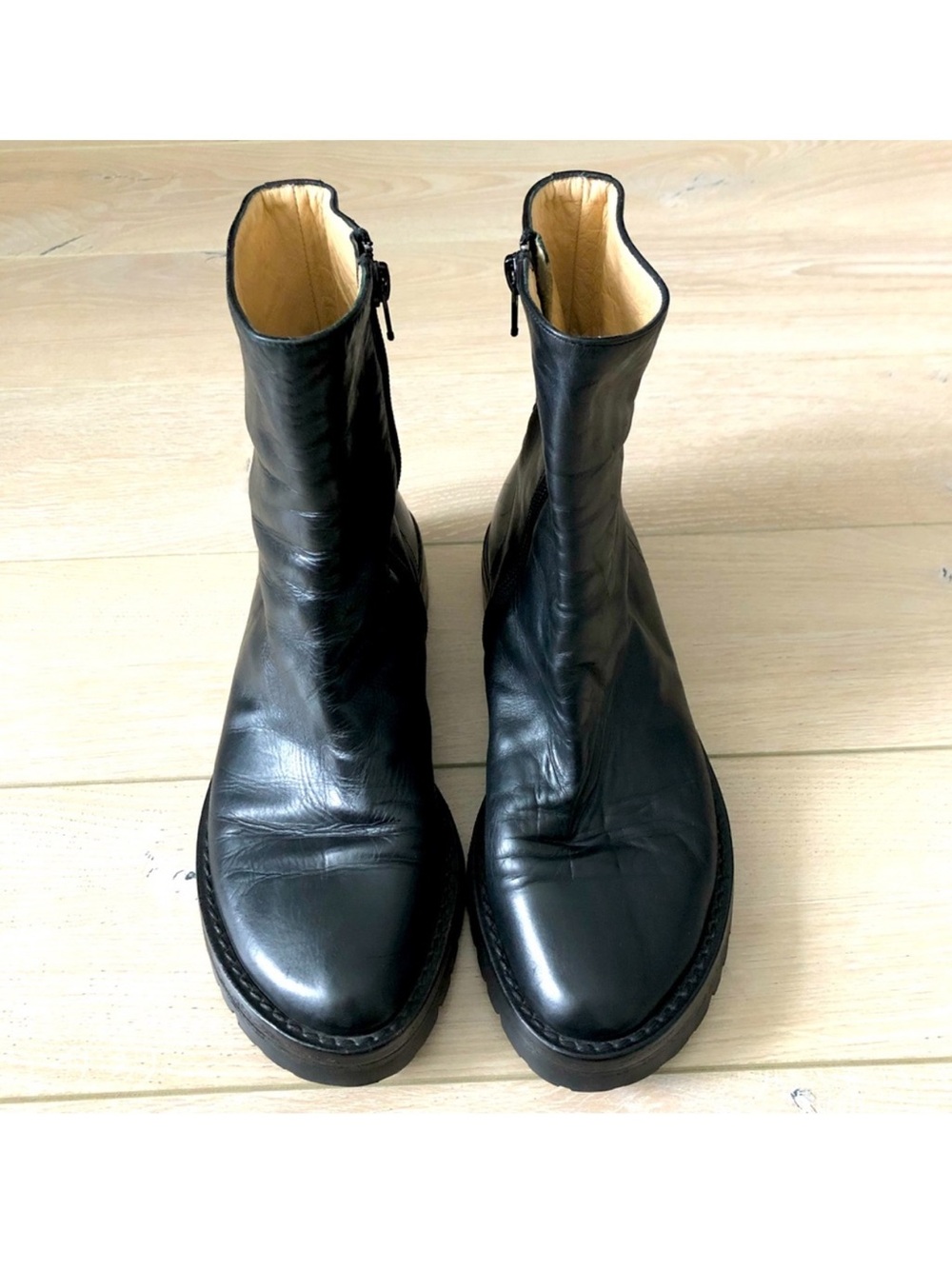 Ann Demeulemeester Black Leather Ankle Boots Made in Italy
